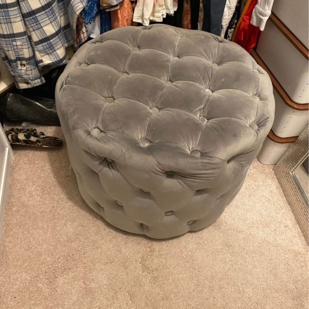 Gray Furniture Cover with Tufted Design